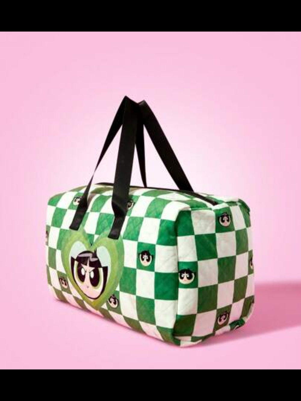 Green Checkered Heart Travel Duffle Bag - Powerpuff Girls